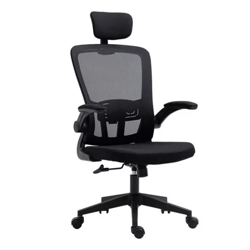 Ergonomická kancelářská židle s bederní opěrkou a opěrkou hlavy, černá 