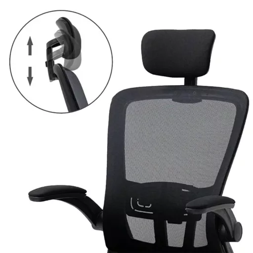 Ergonomická kancelářská židle s bederní opěrkou a opěrkou hlavy, černá 