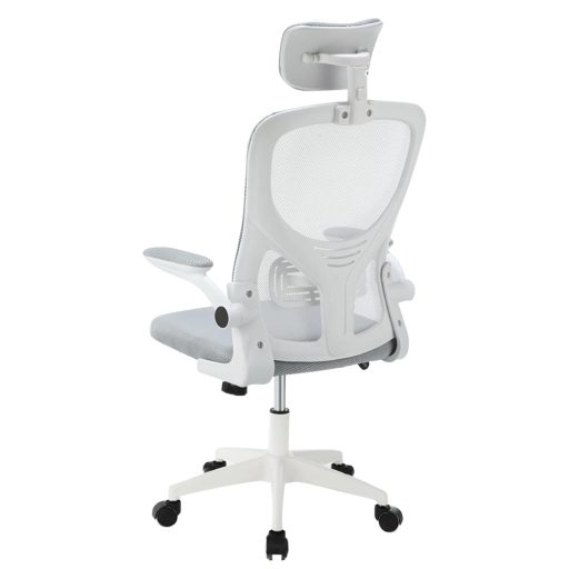 Ergonomická kancelářská židle s bederní opěrkou a opěrkou hlavy, šedá