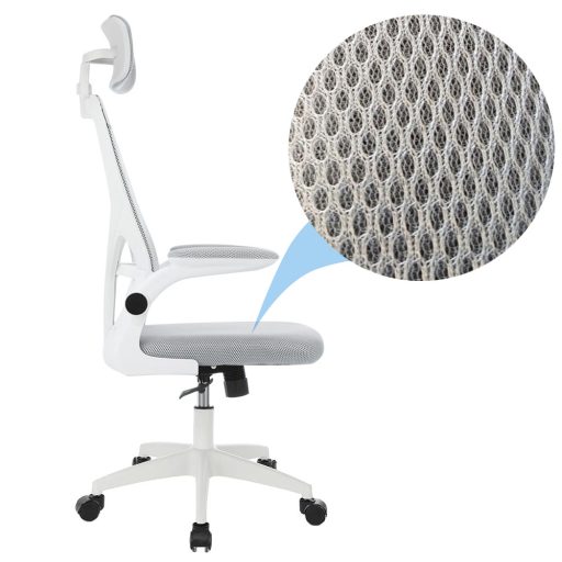 Ergonomická kancelářská židle s bederní opěrkou a opěrkou hlavy, šedá