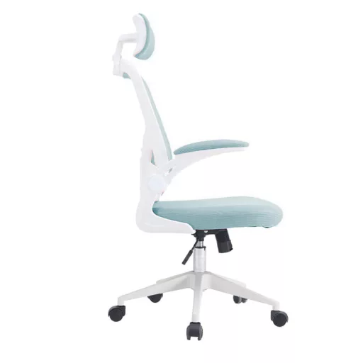 Ergonomická kancelářská židle s bederní opěrkou a opěrkou hlavy, světle modrá