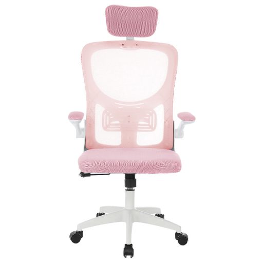 Ergonomická kancelářská židle s bederní opěrkou a opěrkou hlavy, růžová