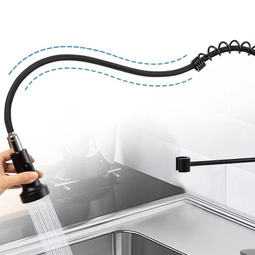 Kuchyňská baterie s flexibilní hadicí a odnímatelnou sprchovou hlavicí, černý