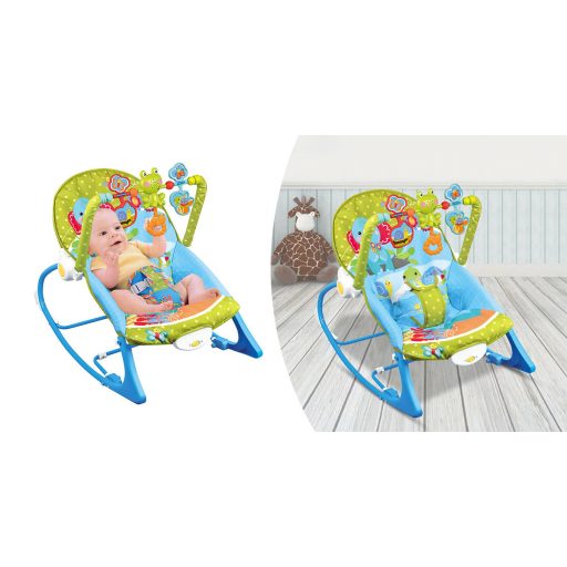 Vibrační a hudební lehátko pro miminka do 18 kg, modré