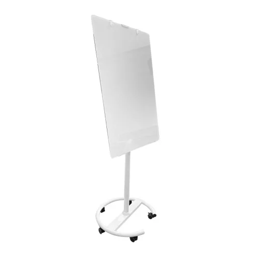 Magnetická skleněná flipchart tabule na kolečkách, 70x100 cm