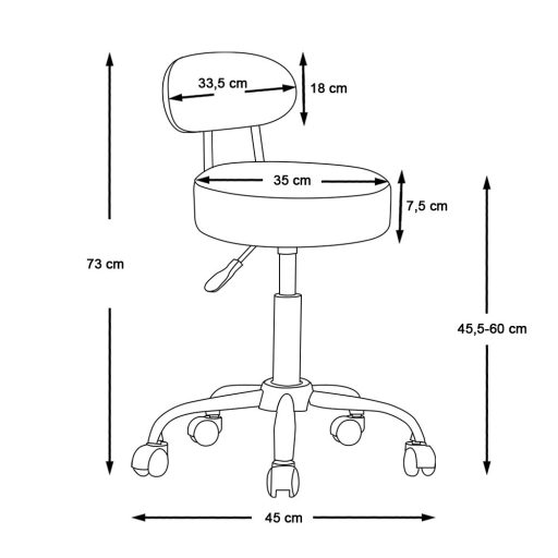 Kosmetická židle s opěrkou zad, černá