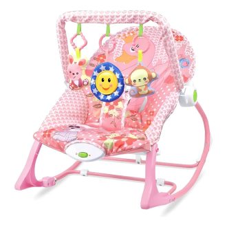 Vibrační a hudební lehátko pro miminka, růžová