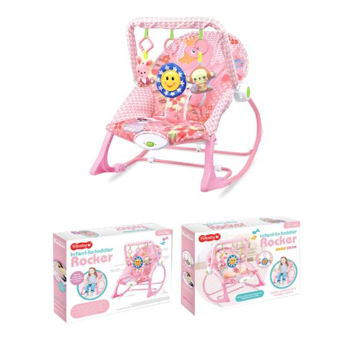 Vibrační a hudební lehátko pro miminka, růžová