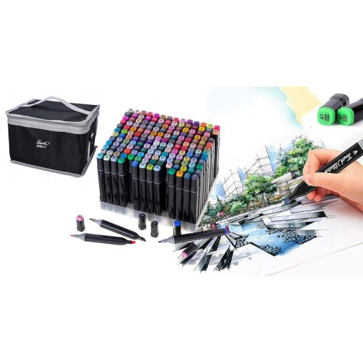 Sada oboustranných alkoholových popisovačů v praktické tašce