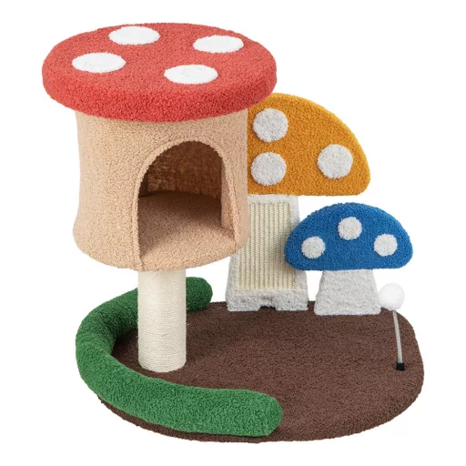 Houbový škrabací sloup pro kočky