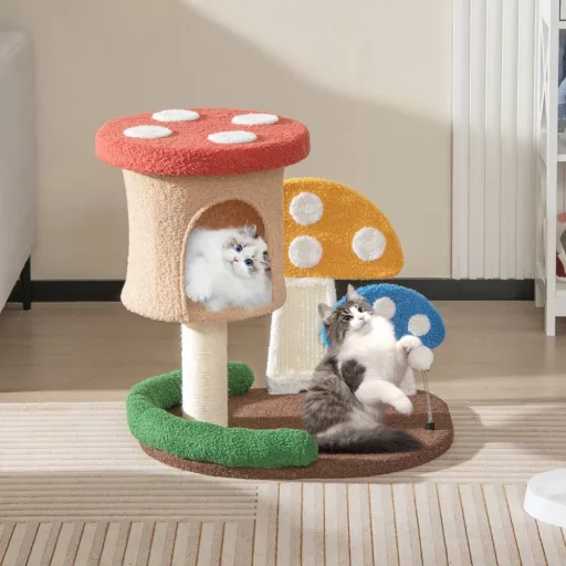 Houbový škrabací sloup pro kočky