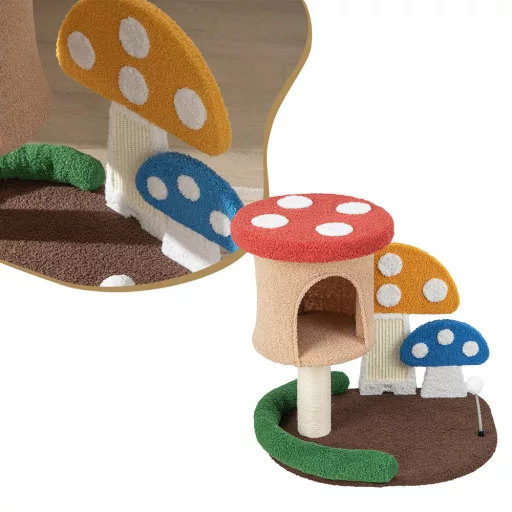 Houbový škrabací sloup pro kočky