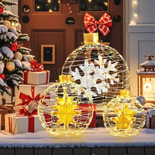 Sada vánočních globusových světel 732LED, 3 kusy