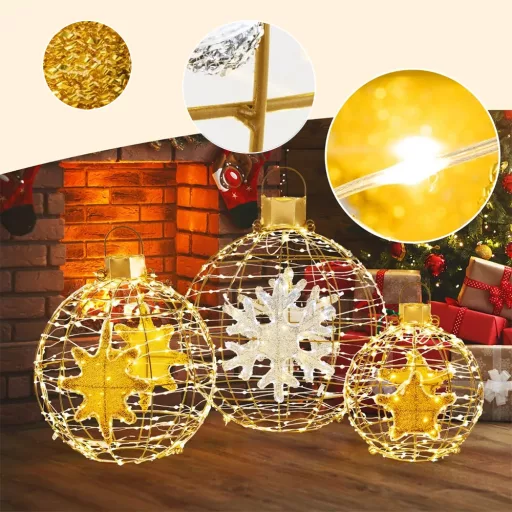 Sada vánočních globusových světel 732LED, 3 kusy