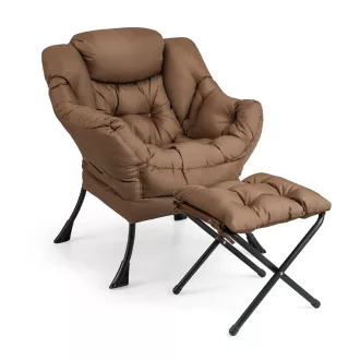 Relaxační křeslo s podnožkou, hnědé