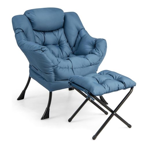 Relaxační křeslo s podnožkou, modré