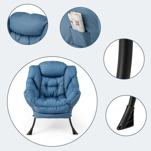 Relaxační křeslo s podnožkou, modré