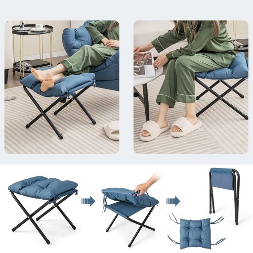 Relaxační křeslo s podnožkou, modré