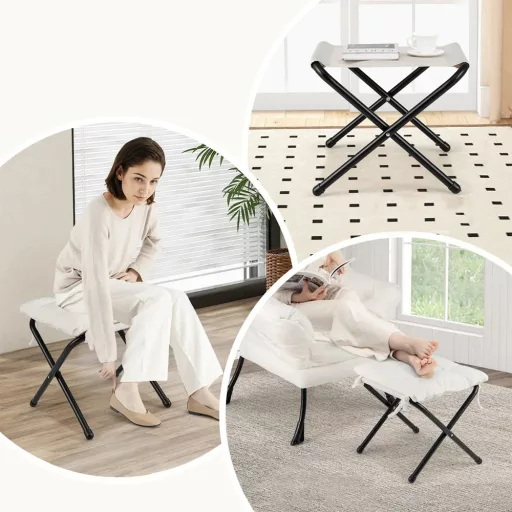 Relaxační křeslo s podnožkou, bílé