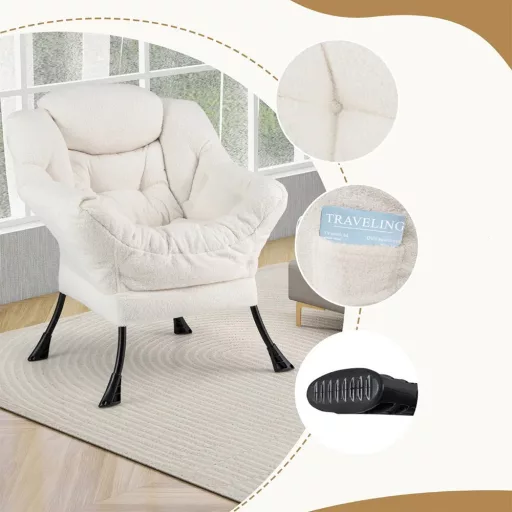 Relaxační křeslo s podnožkou, bílé