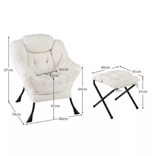 Relaxační křeslo s podnožkou, bílé