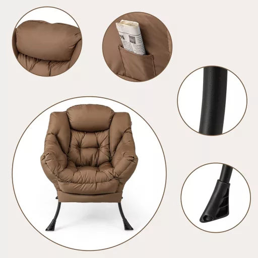 Relaxační křeslo s podnožkou, hnědé