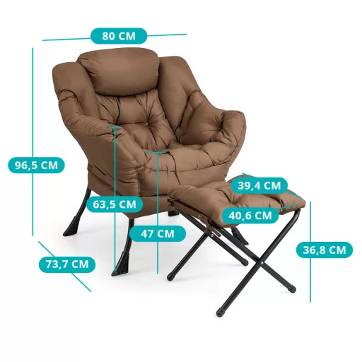 Relaxační křeslo s podnožkou, hnědé