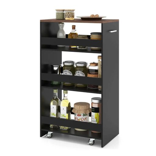 4patrový servírovací vozík, černý