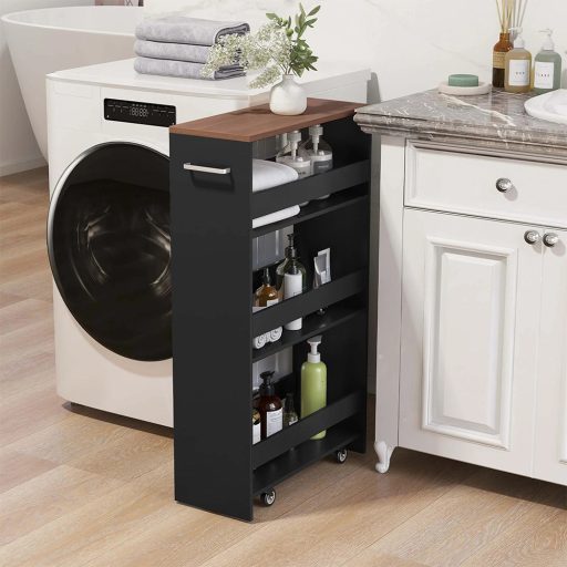 4patrový servírovací vozík, černý