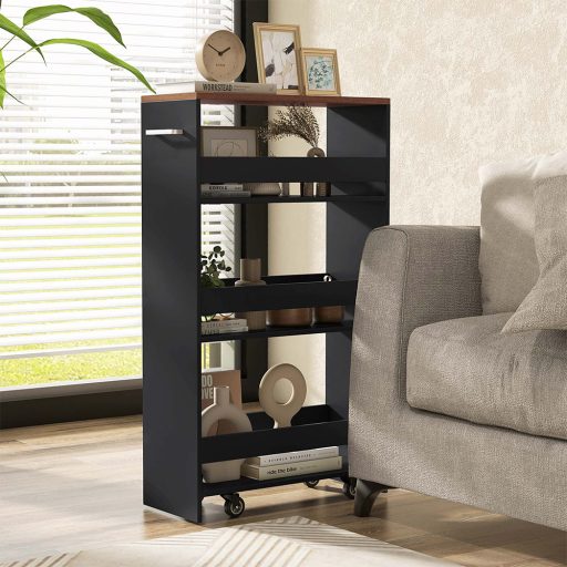 4patrový servírovací vozík, černý