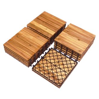   Podlahové dlaždice z akáciového dřeva, 27 ks, pruhované