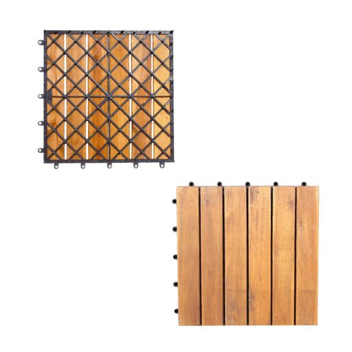 Podlahové dlaždice z akáciového dřeva, 27 ks, pruhované