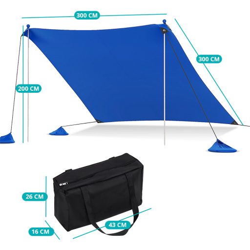 Přenosná sluneční ochrana se 4 pytli s pískem 3x3x2 m UV50+