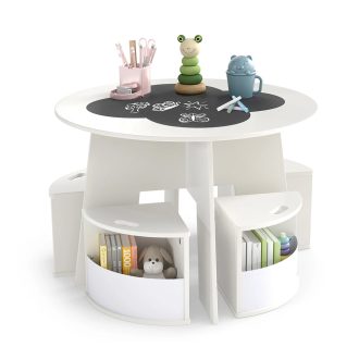   Dětský stůl pro 4 osoby s úložným prostorem a psací plochou