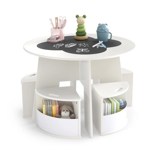 Dětský stůl pro 4 osoby s úložným prostorem a psací plochou