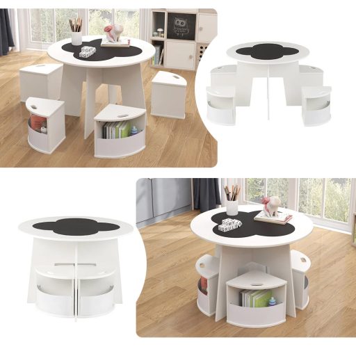 Dětský stůl pro 4 osoby s úložným prostorem a psací plochou