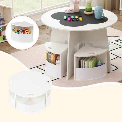Dětský stůl pro 4 osoby s úložným prostorem a psací plochou