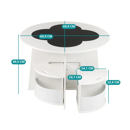 Dětský stůl pro 4 osoby s úložným prostorem a psací plochou