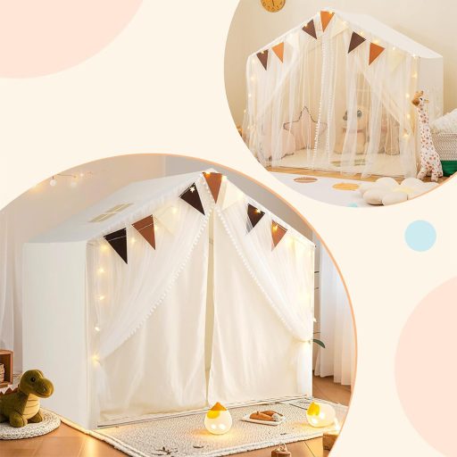 Dětský stan s hvězdnými světly, béžový