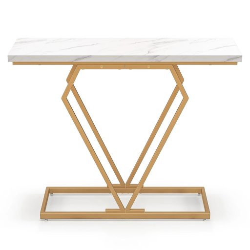 Konzolový stůl ve tvaru diamantu s desku z umělého mramoru