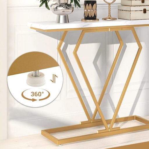 Konzolový stůl ve tvaru diamantu s desku z umělého mramoru