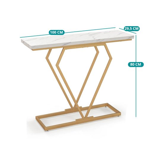 Konzolový stůl ve tvaru diamantu s desku z umělého mramoru