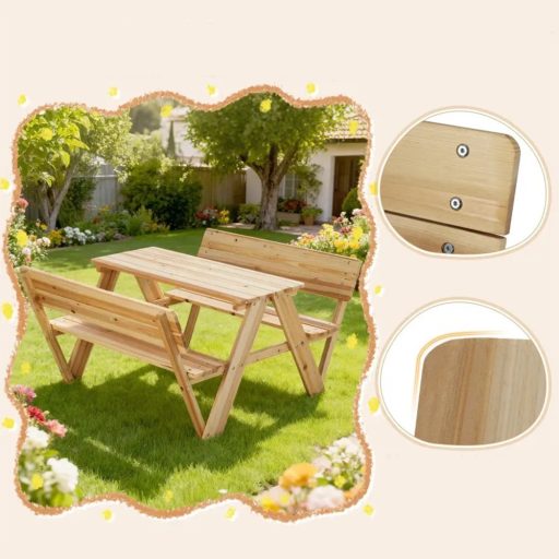 Dětský piknikový stůl, přírodní