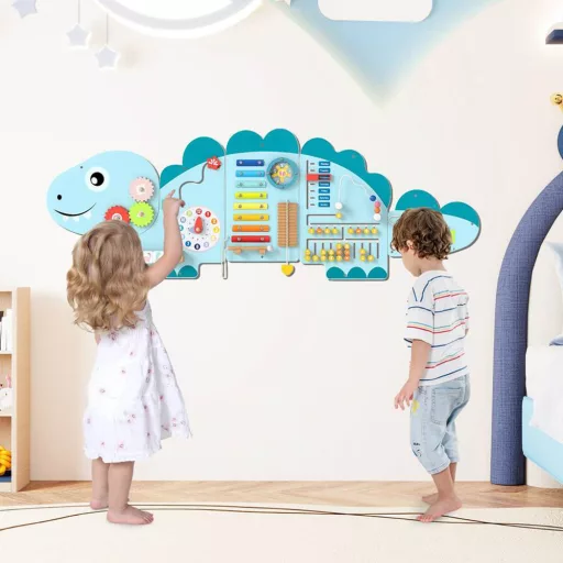 Interaktivní tabule pro děti modrá dinosaurus