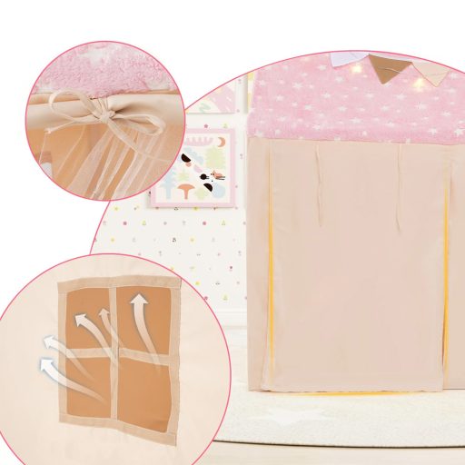 Dětský hrací domeček s osvětlením, růžový