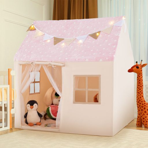 Dětský hrací domeček s osvětlením, růžový