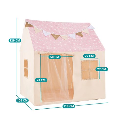Dětský hrací domeček s osvětlením, růžový