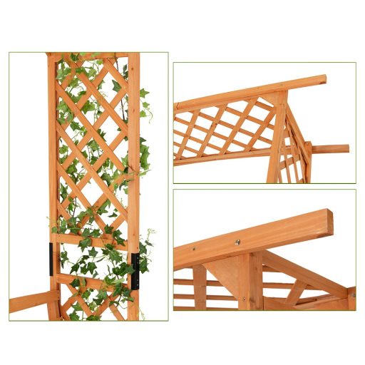 Borovicová růžová pergola s lavicí