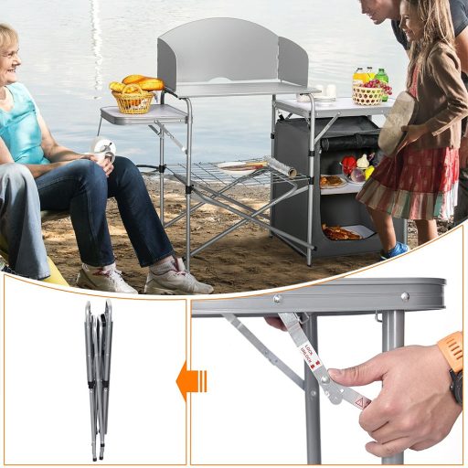 Skládací kempingový stůl s úložným prostorem