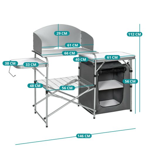 Skládací kempingový stůl s úložným prostorem